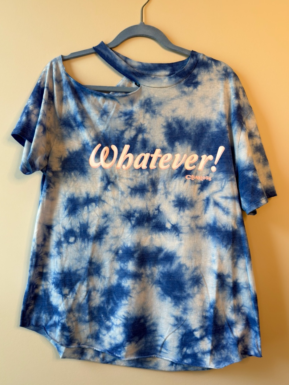Clueless Tie-Dye Tee with Cutout Shoulder